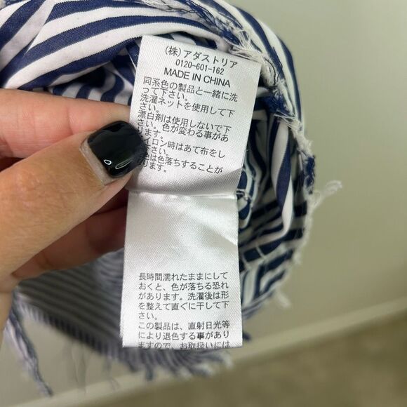 Niko And… Striped Button Down Shirt Women’s Long‎ Sleeve Artsy Cotton Navy Japan - Picture 11 of 16